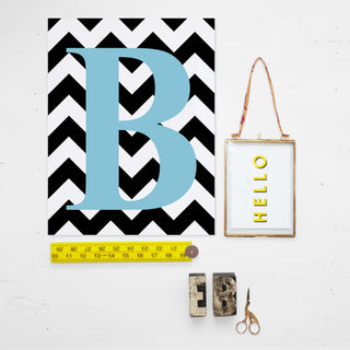 *Sample* BlueChevron Initial 'M' A4 Print