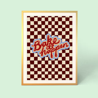 Bake It Happen Checkerboard Print