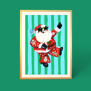 Santa Stripe Christmas Print