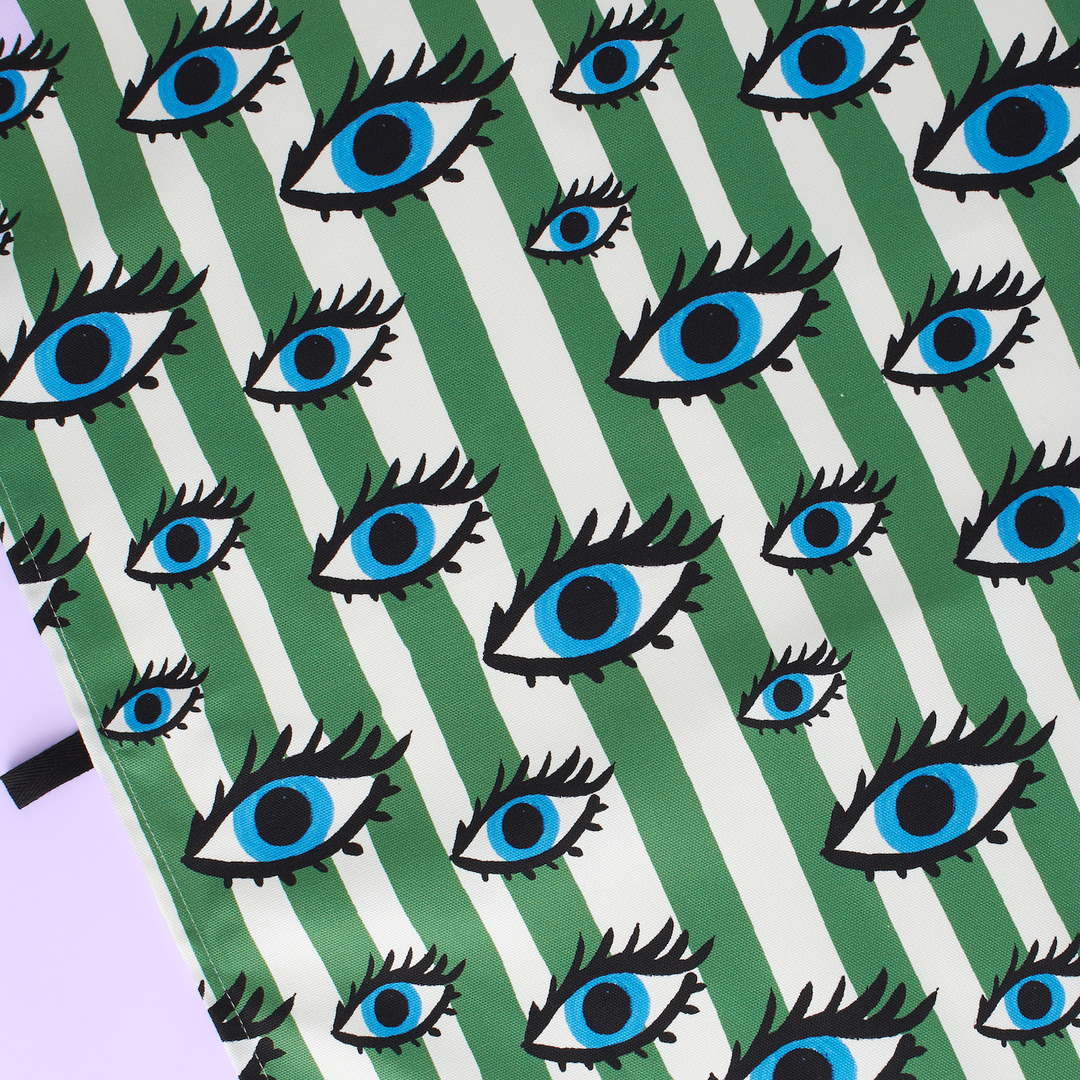Green Striped Eye Tea Towel