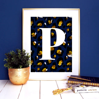 *Sample* Blue Leopard Print Initial 'P' A4 Print