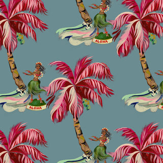 Aloha Blue Wash Wallpaper Sample